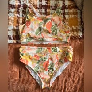 Hurley Peach and Yellow Bikini Top